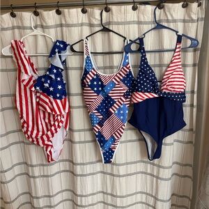 Patriotic American Flag One-Piece Swimsuits - Red, White & Blue